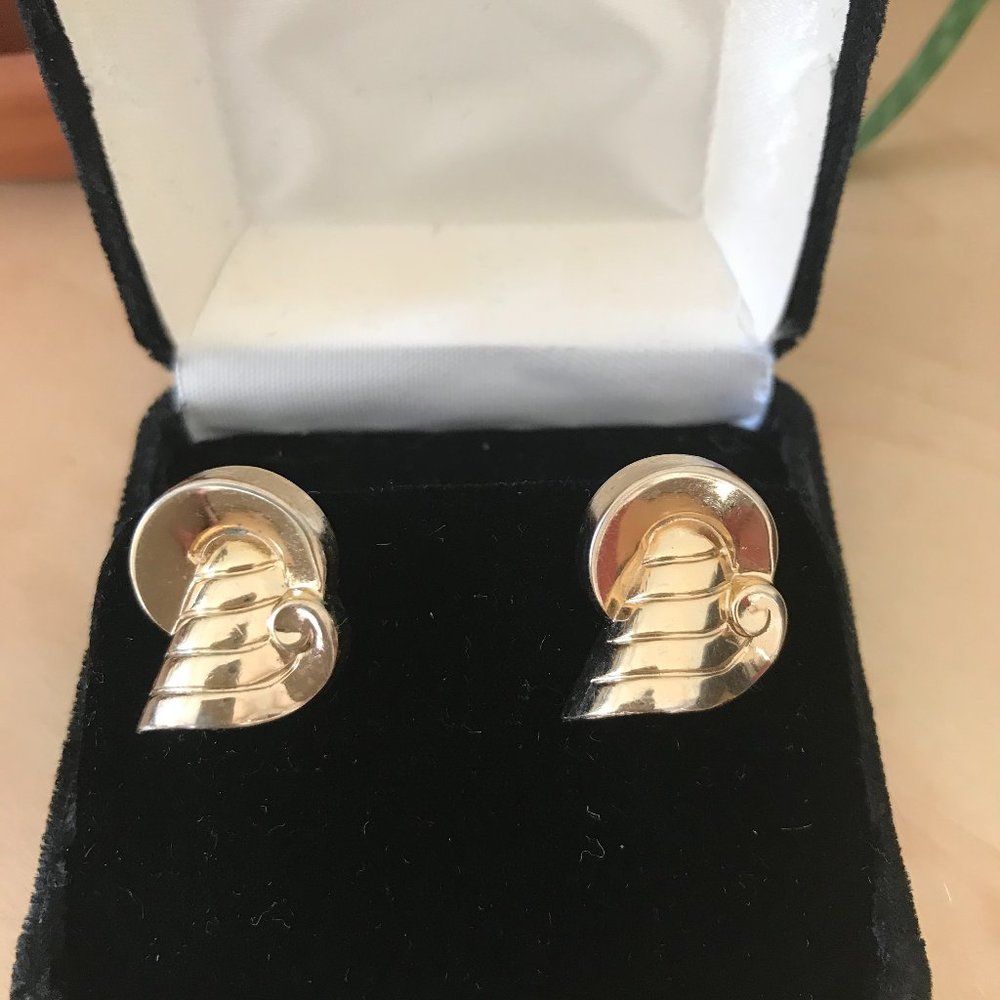 Vintage Gold-Tone Deco Screwback Earrings